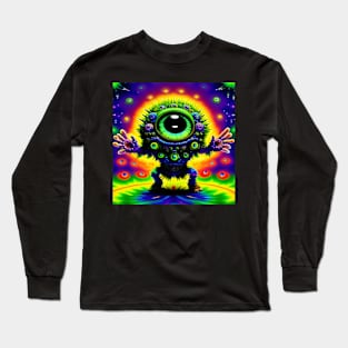 Alien Robot Psychedelic Martian Little Green Man Long Sleeve T-Shirt